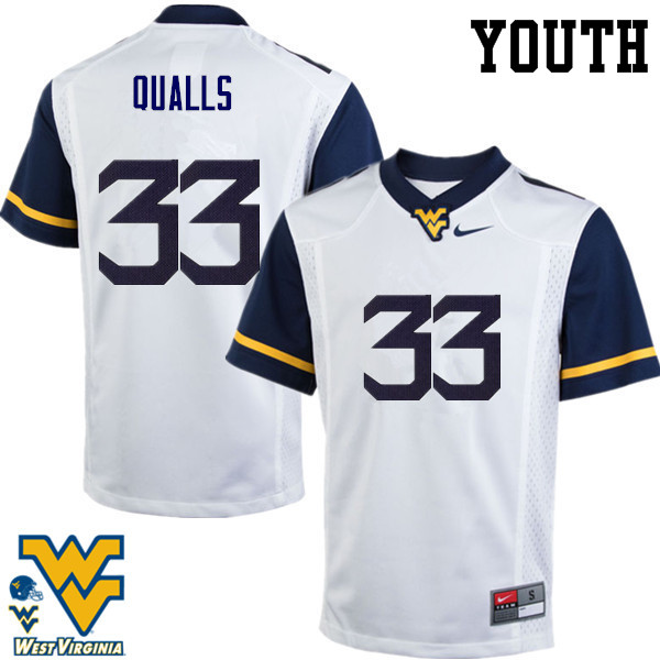 NCAA Youth Quondarius Qualls West Virginia Mountaineers White #33 Nike Stitched Football College Authentic Jersey JV23Y34GY